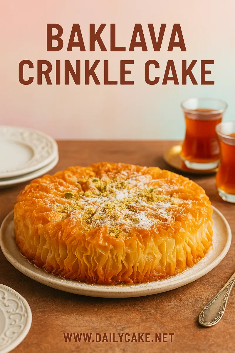 Baklava Crinkle Cake – The Best Crispy Dessert Fusion You’ll Love 11 Baklava crinkle cake with pistachios and honey syrup