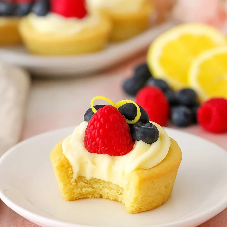 Berry Lemon Cheesecake Cookie Cups: A Fresh and Tangy Bite-Sized Treat 7 Berry lemon cheesecake cookie cups on white plate with berries