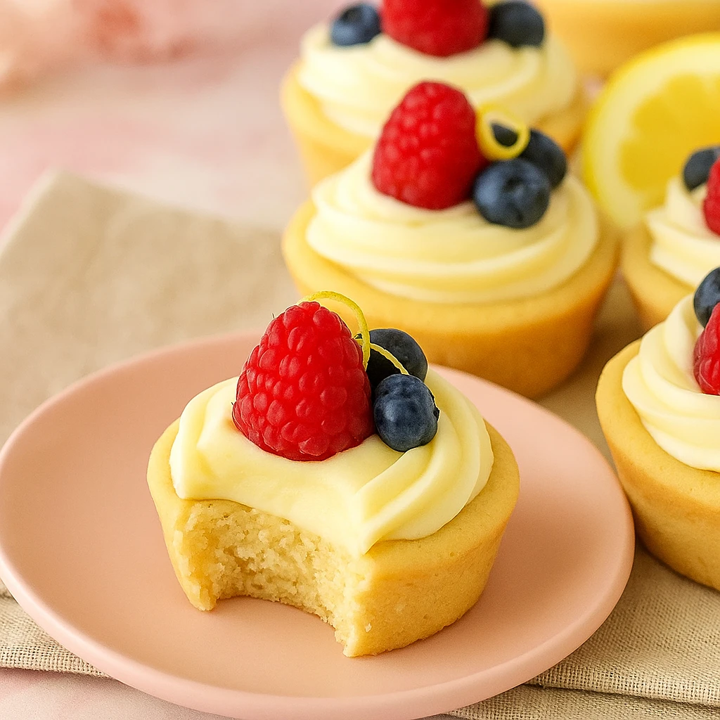 Berry Lemon Cheesecake Cookie Cups: A Fresh and Tangy Bite-Sized Treat 10 Inside view of berry lemon cheesecake cookie cup