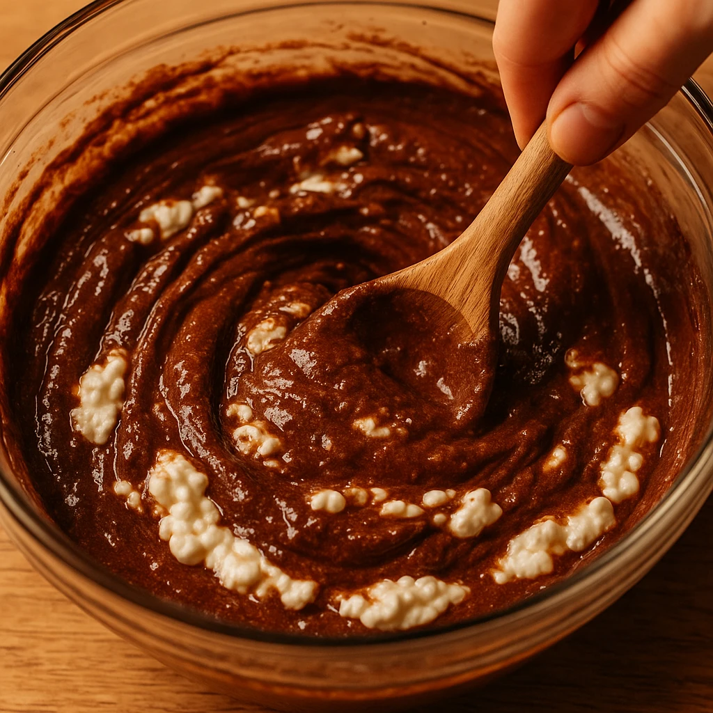 Chocolate Cake Cottage Cheese – Stunning 1-Bowl Treat Everyone Loves 9 mixing chocolate cake cottage cheese batter
