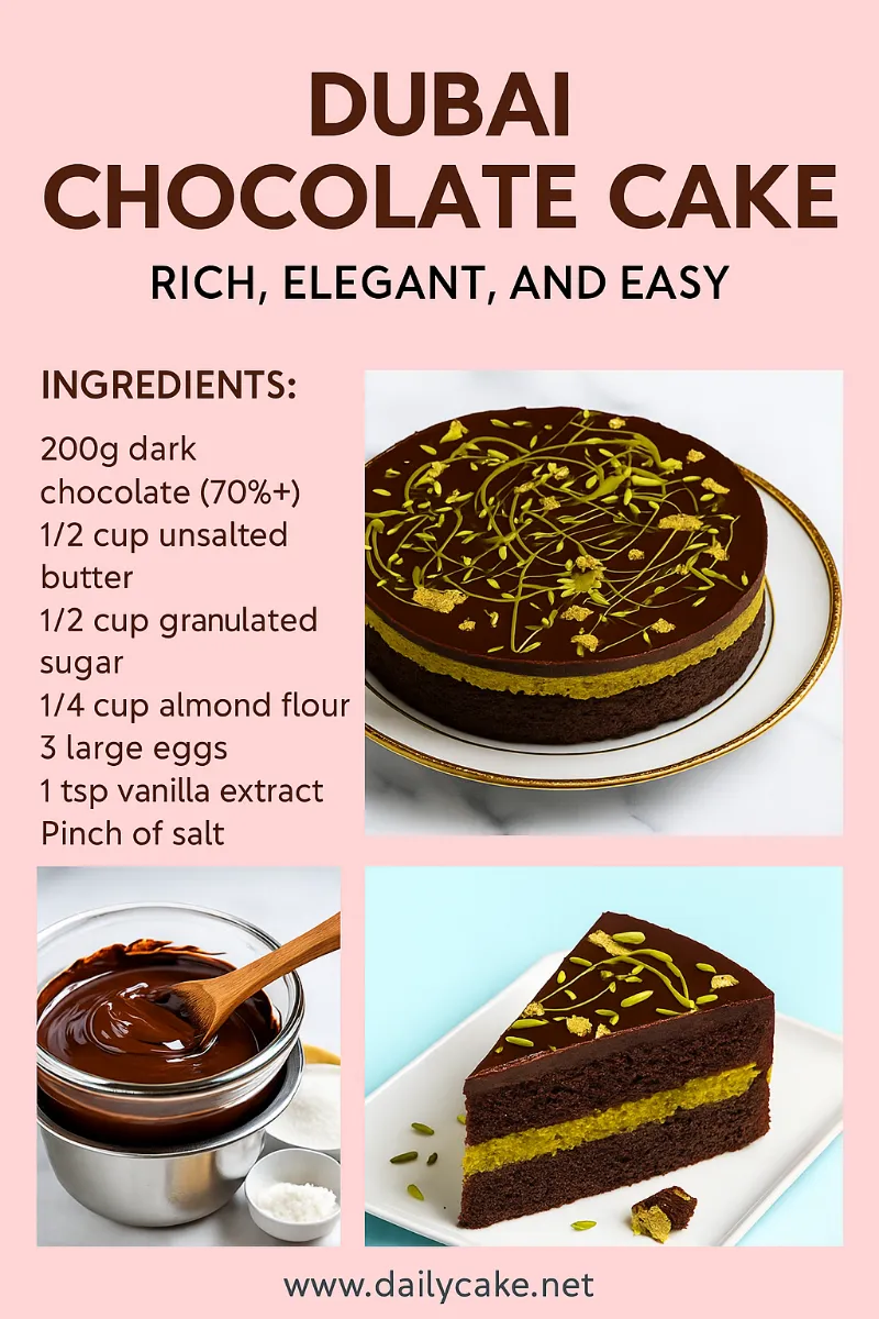 Dubai Chocolate Cake: Decadent, Rich, and Absolutely Unforgettable 9 Dubai chocolate cake Pinterest pin