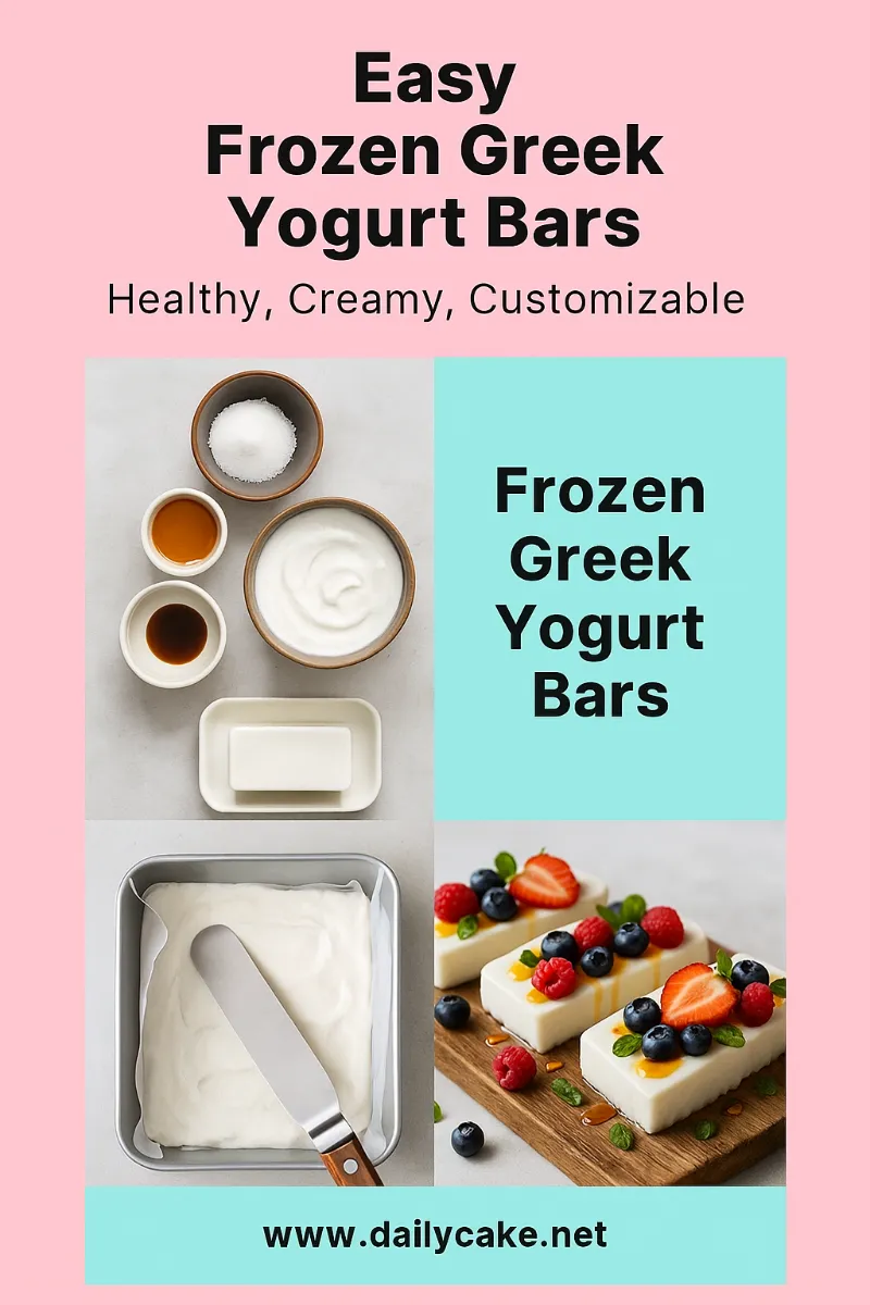 Frozen Greek Yogurt Bars: Irresistible, Healthy, and Easy Treats Everyone Loves 11 Pinterest pin for frozen Greek yogurt bars recipe
