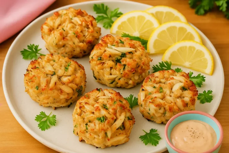 Gluten Free Crab Cakes: A Summery Recipe That’s Simple and So Good 7 Gluten free crab cakes on a plate with dipping sauce