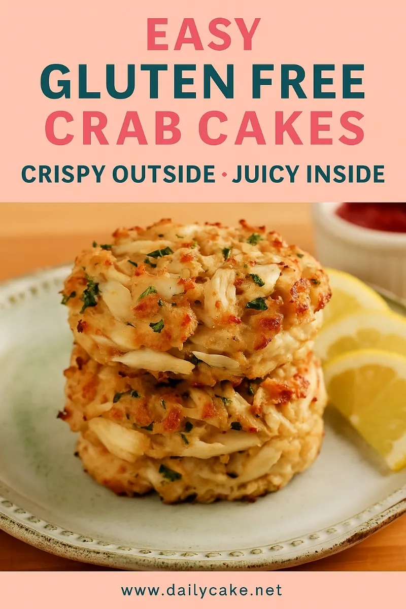 Gluten Free Crab Cakes: A Summery Recipe That’s Simple and So Good 11 Pinterest graphic of gluten free crab cakes with title overlay