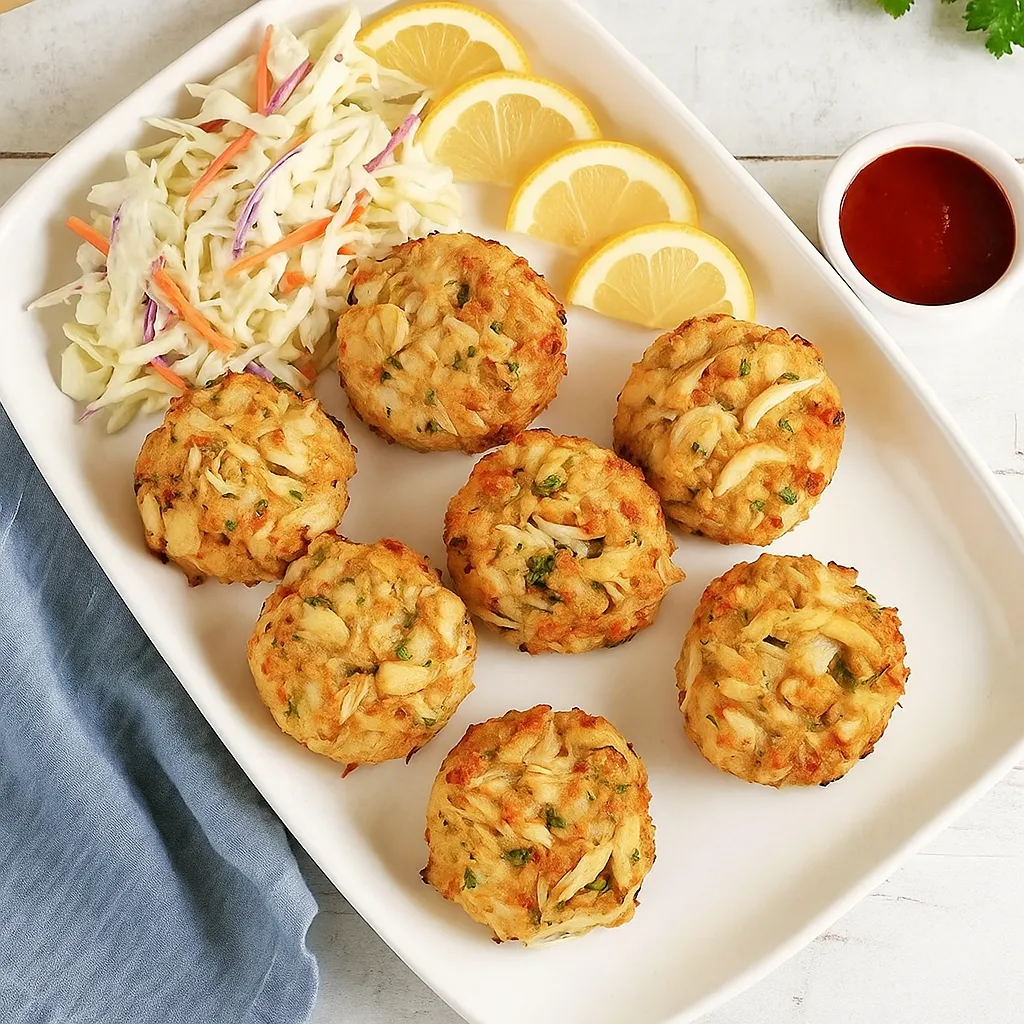Gluten Free Crab Cakes: A Summery Recipe That’s Simple and So Good 10 Plated gluten free crab cakes with sides and lemon