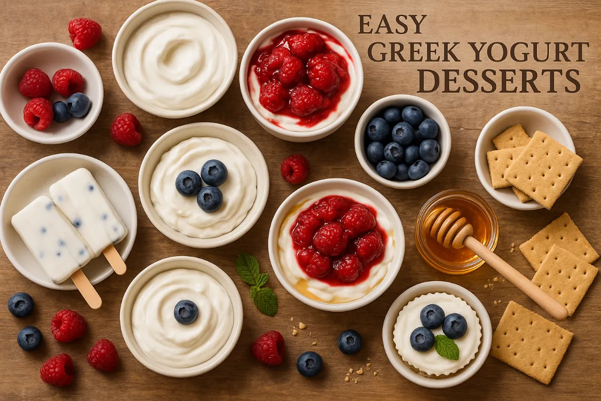 Greek yogurt dessert recipes including mousse and parfaits