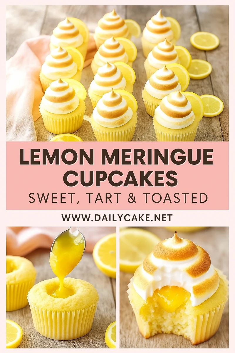 Lemon Meringue Cupcakes: A Bright, Tangy Treat That’s Pure Joy 11 Lemon meringue cupcakes Pinterest pin with recipe visuals