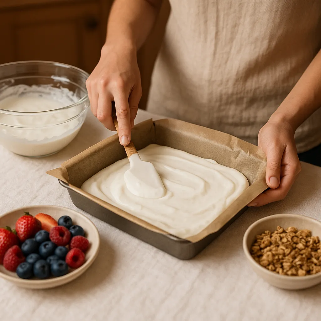 Frozen Greek Yogurt Bars: Irresistible, Healthy, and Easy Treats Everyone Loves 9 making frozen Greek yogurt bars step by step