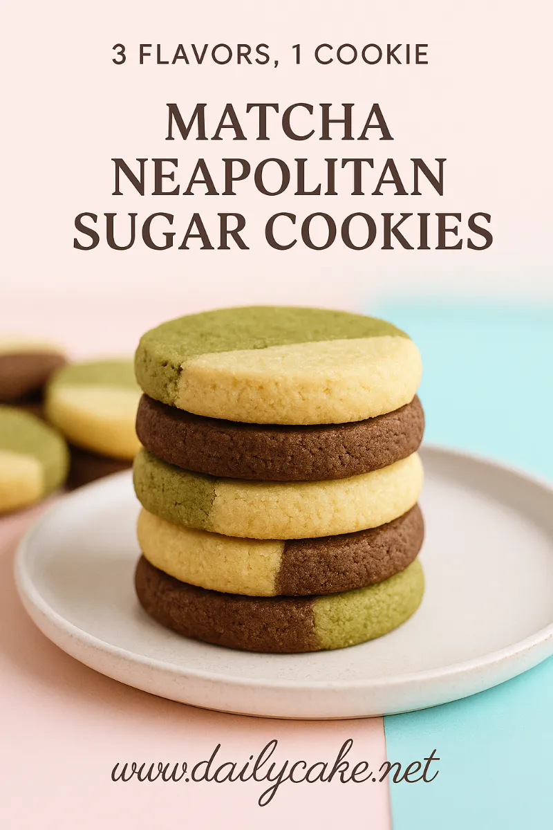 Matcha Neapolitan Sugar Cookies – A Colorful Twist on a Classic Favorite 13 Pinterest image for matcha neapolitan sugar cookies