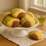 Stack of matcha neapolitan sugar cookies