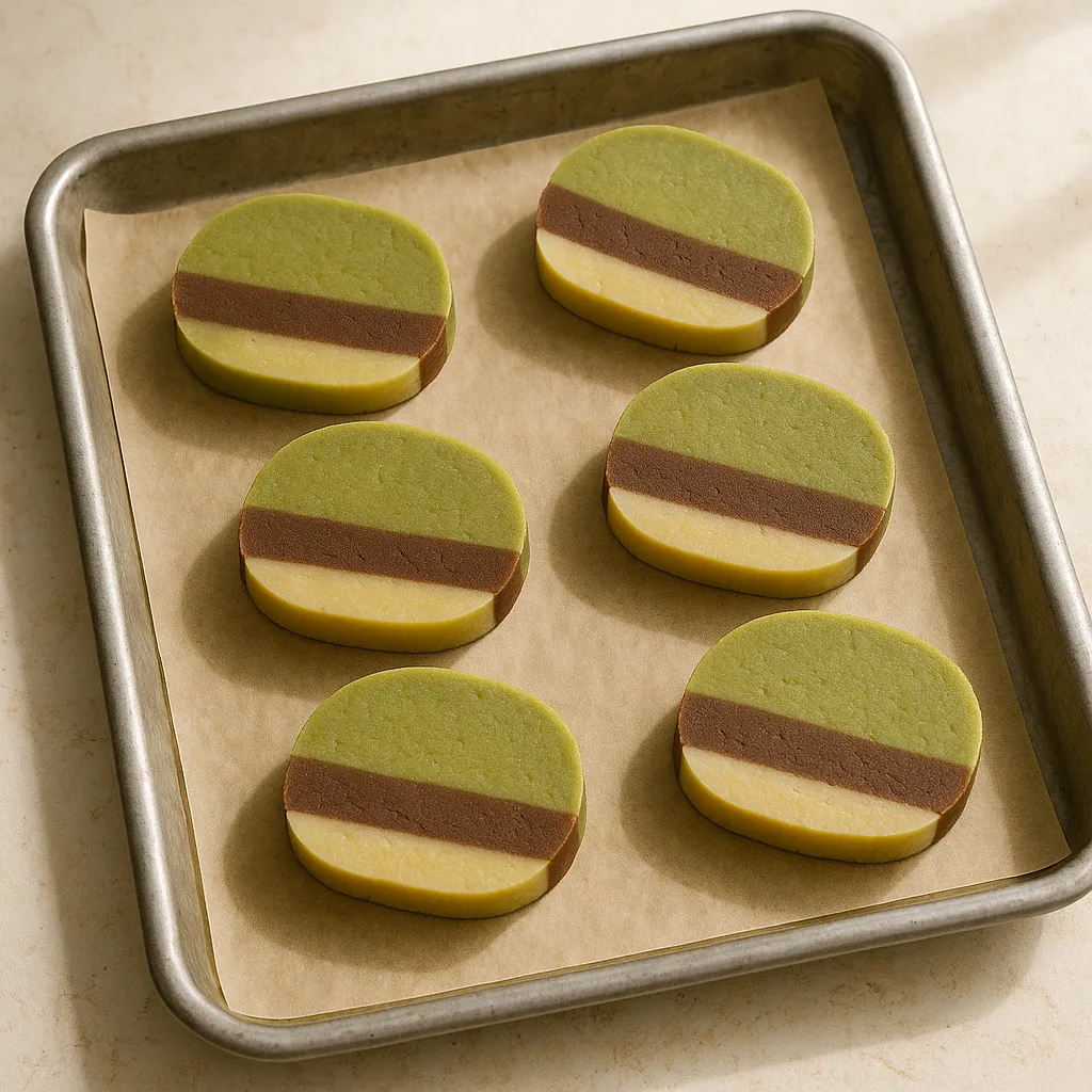 Matcha Neapolitan Sugar Cookies – A Colorful Twist on a Classic Favorite 10 Sliced matcha neapolitan sugar cookie dough