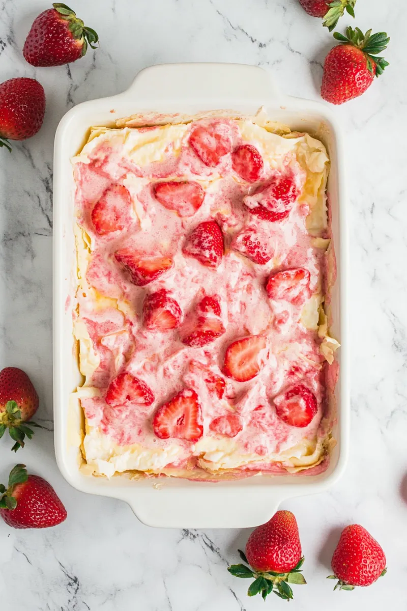 Strawberry Phyllo Crinkle Cake – Best-Ever Crispy Dessert Recipe 10 strawberry custard over baked phyllo