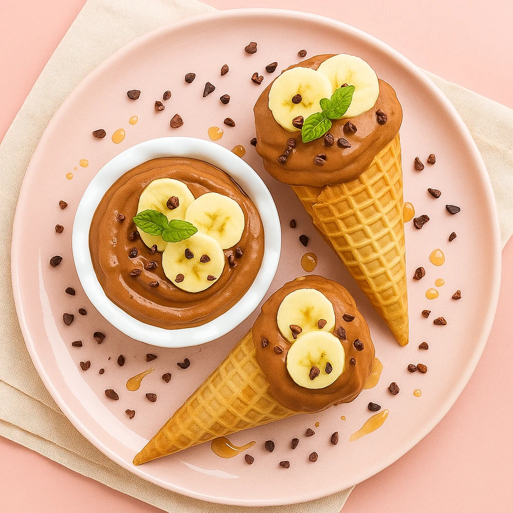 Chocolate Banana Nice Cream: The Guilt-Free Frozen Dessert You’ll Love 10 Chocolate banana nice cream scooped into cones and bowls