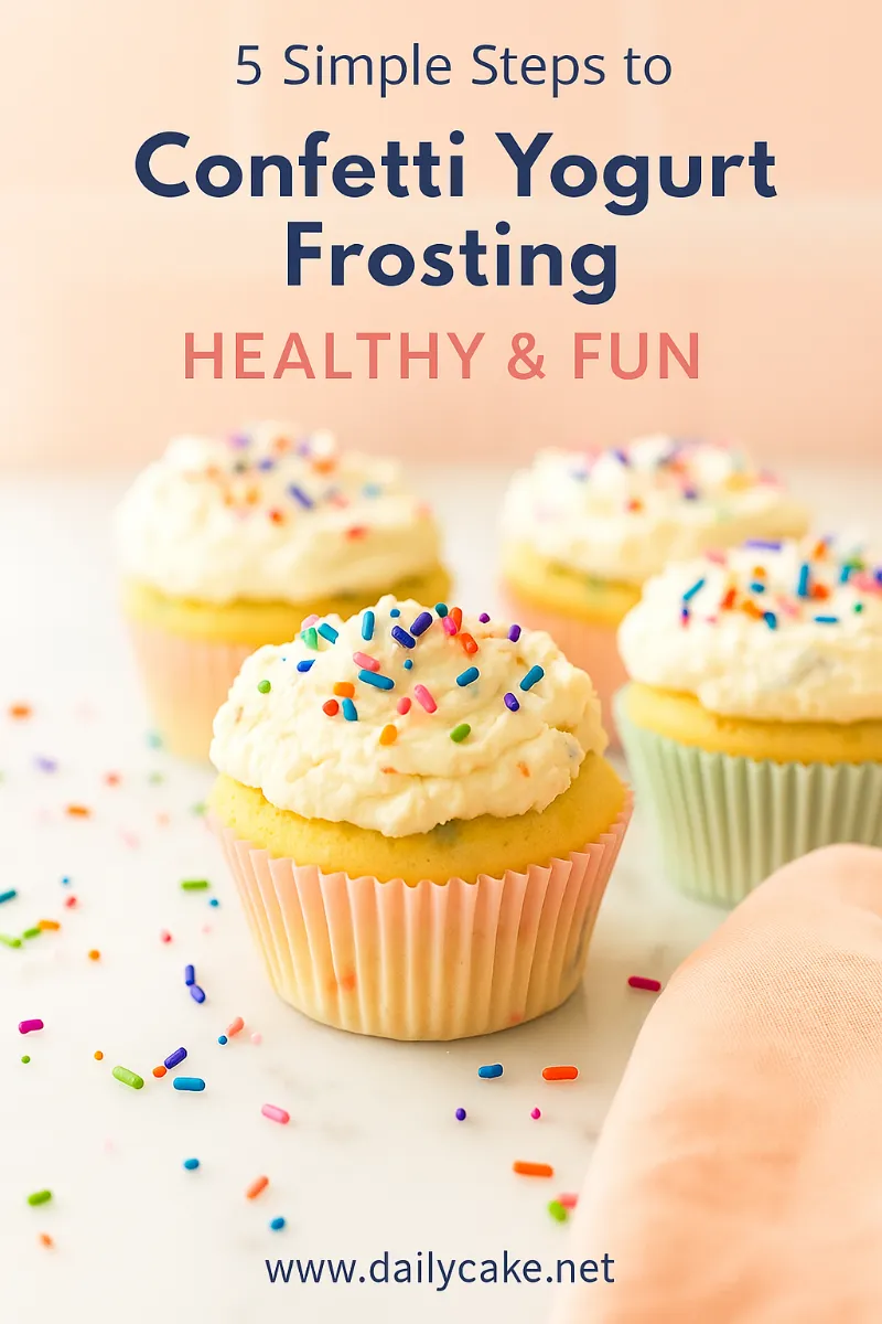 Confetti Yogurt Frosting: Light, Colorful, and Guilt-Free 11 Pinterest image for 5-step confetti yogurt frosting recipe