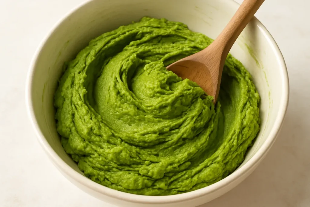 Matcha Crinkle Cookies – Soft, Chewy & Beautifully Green 10 matcha cookie dough being mixed in bowl