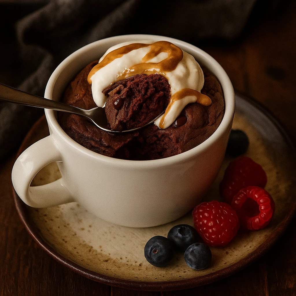 Mug Cake Protein Recipe: Quick, Healthy, and High-Protein Treat 10 Protein mug cake topped with yogurt and almond butter