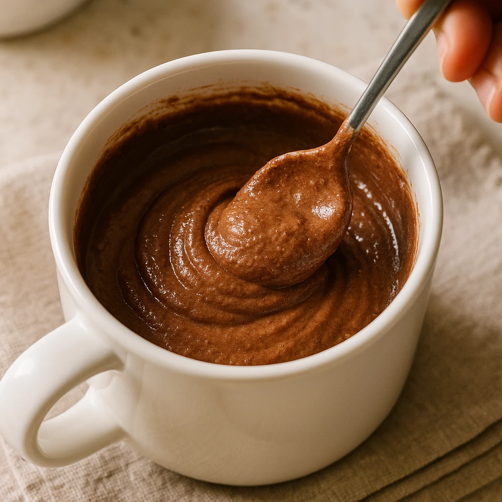 Mug Cake Protein Recipe: Quick, Healthy, and High-Protein Treat 9 Mixing protein mug cake batter in a white mug