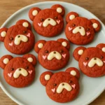 decorated red velvet bear cookies