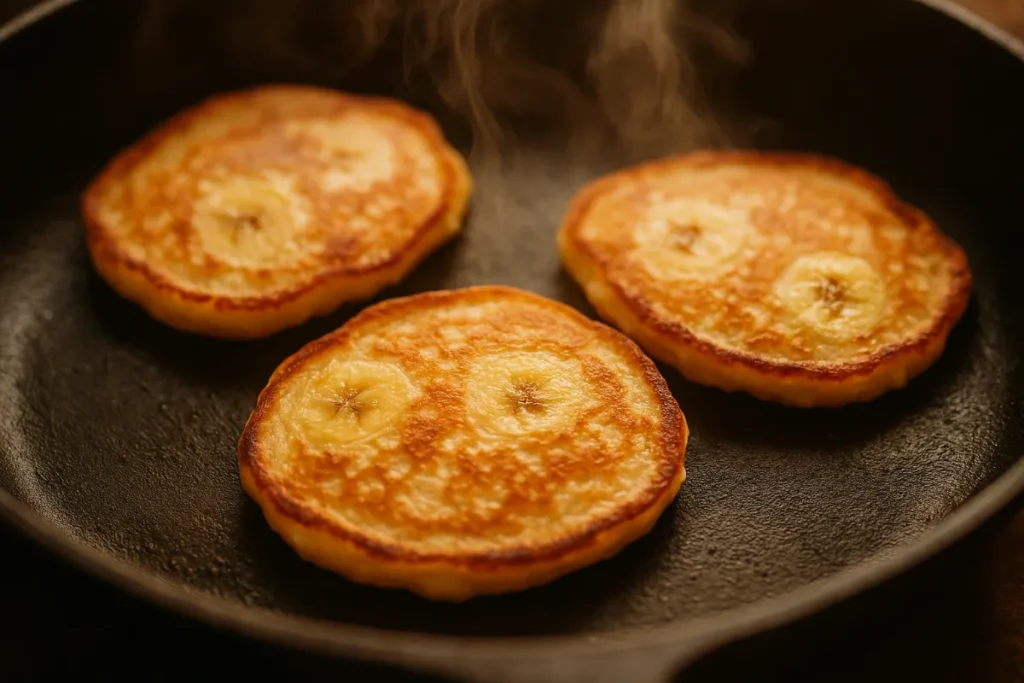 Cottage Cheese Banana Pancakes – Fluffy, Protein-Packed & Naturally Sweet 10 cottage cheese banana pancakes cooking on skillet