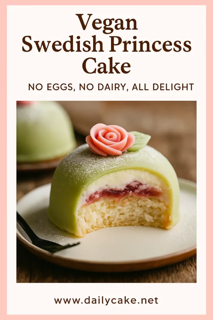Vegan Swedish Princess Cake: A Dairy-Free Royal Dessert You Can Make at Home 11 vegan swedish princess cake pinterest pin