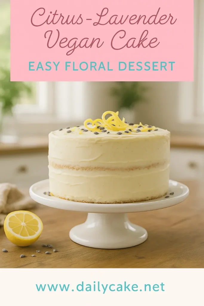 Citrus-Lavender Vegan Cake: A Fragrant, Plant-Based Delight 11 Pinterest graphic for citrus-lavender vegan cake recipe