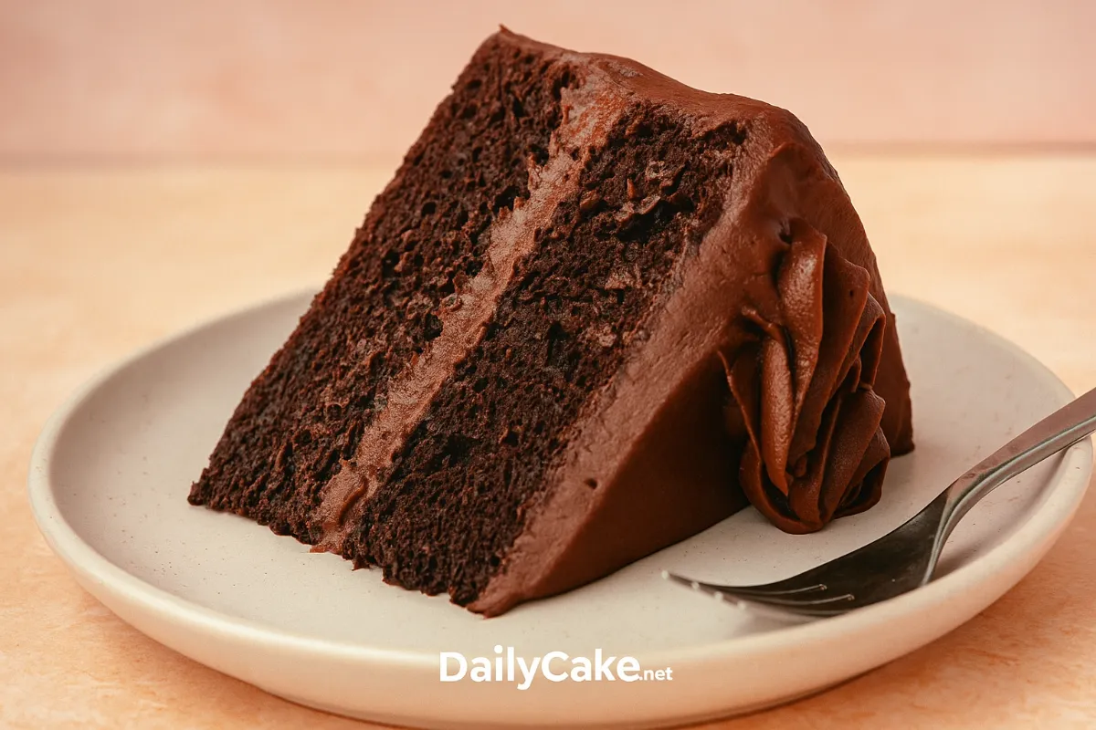slice of chocolate cake made with egg substitutes