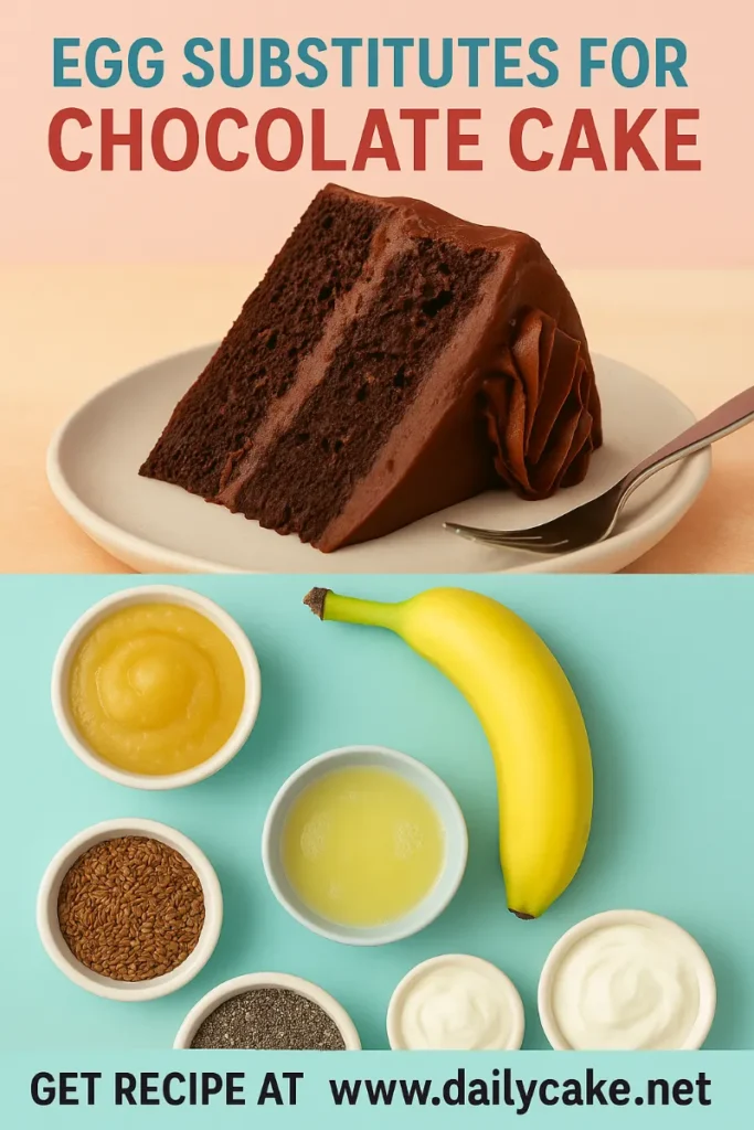 Egg Substitutes for Chocolate Cake That Really Work 9 Pinterest graphic for egg substitutes in chocolate cake