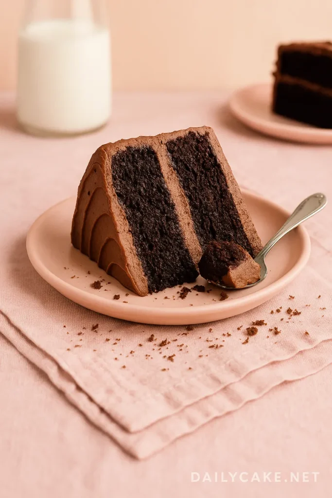 The Ultimate Guide to Vegan and Gluten-Free Chocolate Cake 2 slice of gluten-free vegan chocolate cake on pastel plate