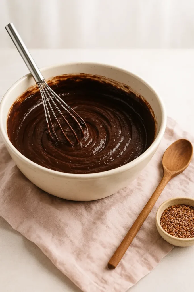 Gluten-Free Vegan Chocolate Cake That Actually Tastes Amazing 7 mixing vegan chocolate cake batter in bowl