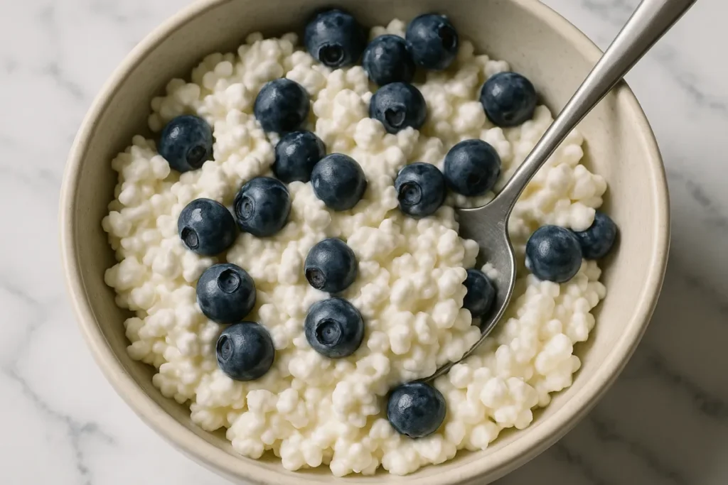 Blueberry Cottage Cheese: A Simple Guide to This Versatile Snack 10 mixing blueberry cottage cheese in bowl