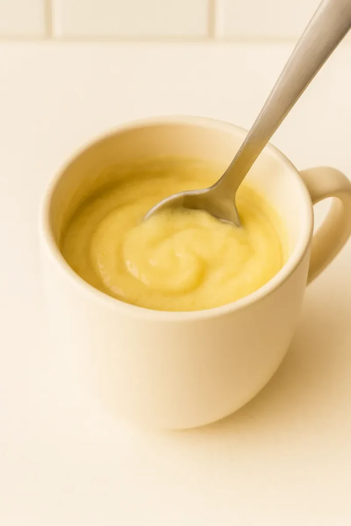 Vanilla Mug Cake – 5-Minute Irresistible & Fluffy Treat 7 mixing vanilla mug cake batter in mug