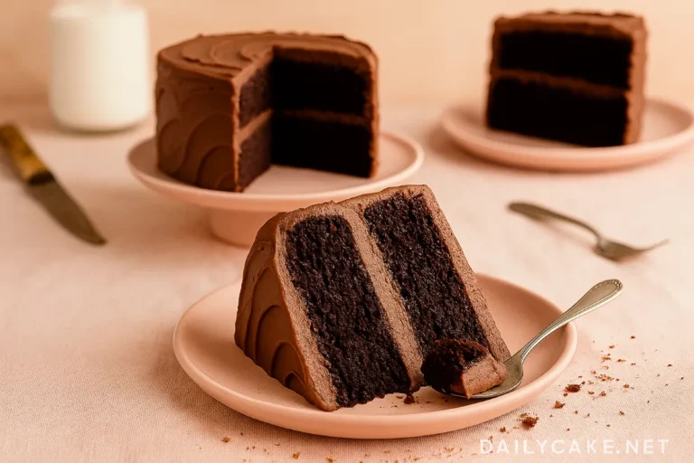 Gluten-Free Vegan Chocolate Cake That Actually Tastes Amazing 6 sliced gluten-free vegan chocolate cake on cake stand