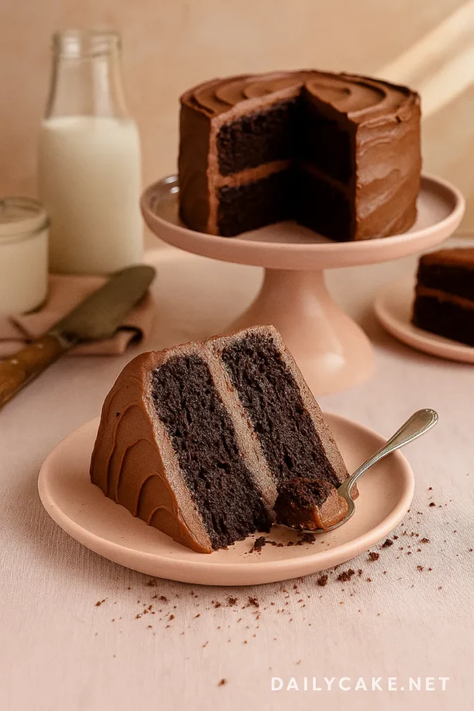 Gluten-Free Vegan Chocolate Cake That Actually Tastes Amazing 8 sliced gluten-free vegan chocolate cake on cake stand