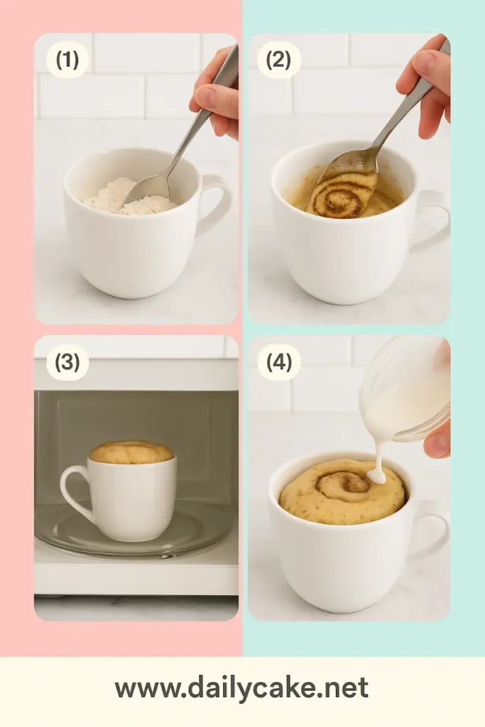 cinnamon roll mug cake step by step