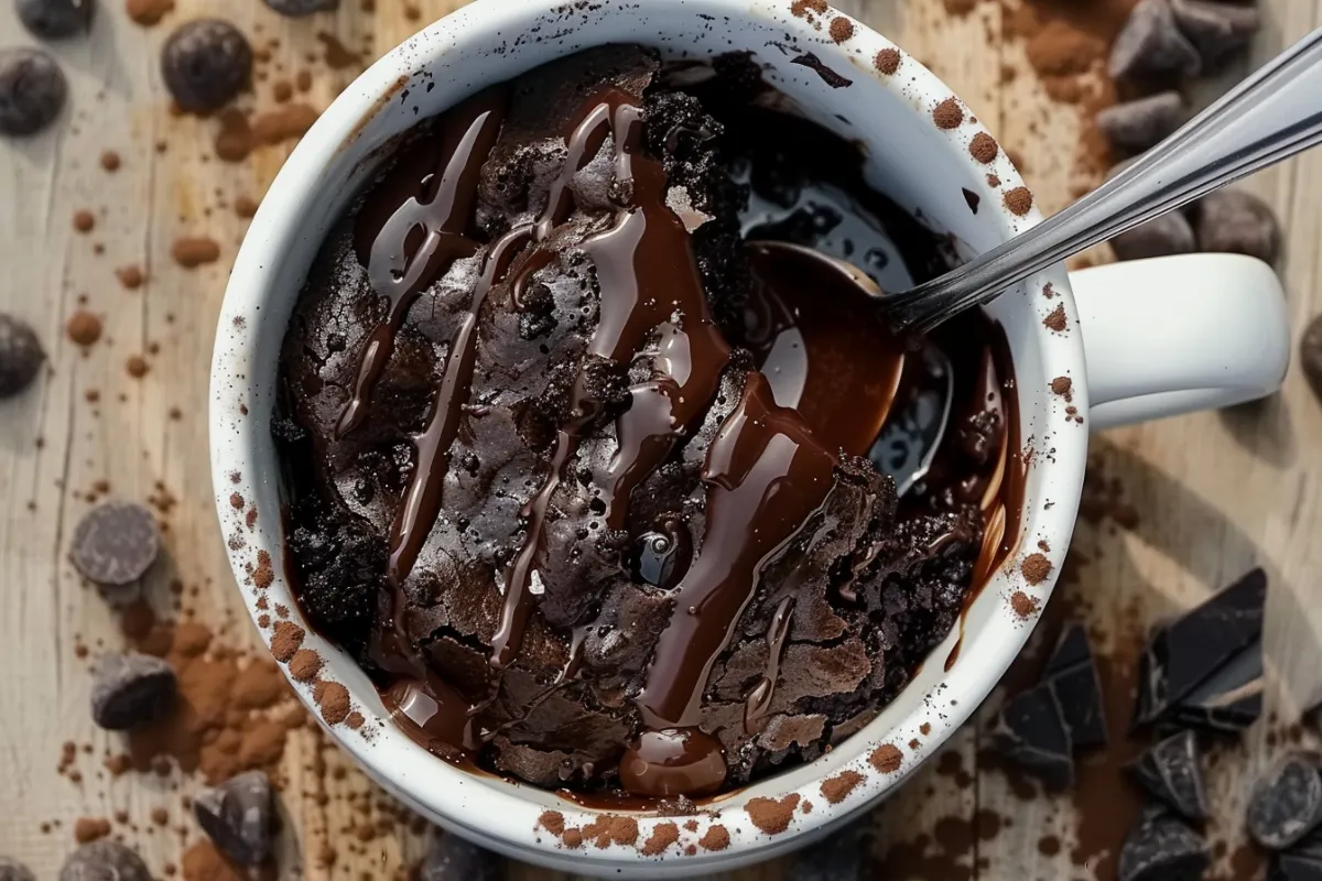 cottage cheese microwave brownie in a mug