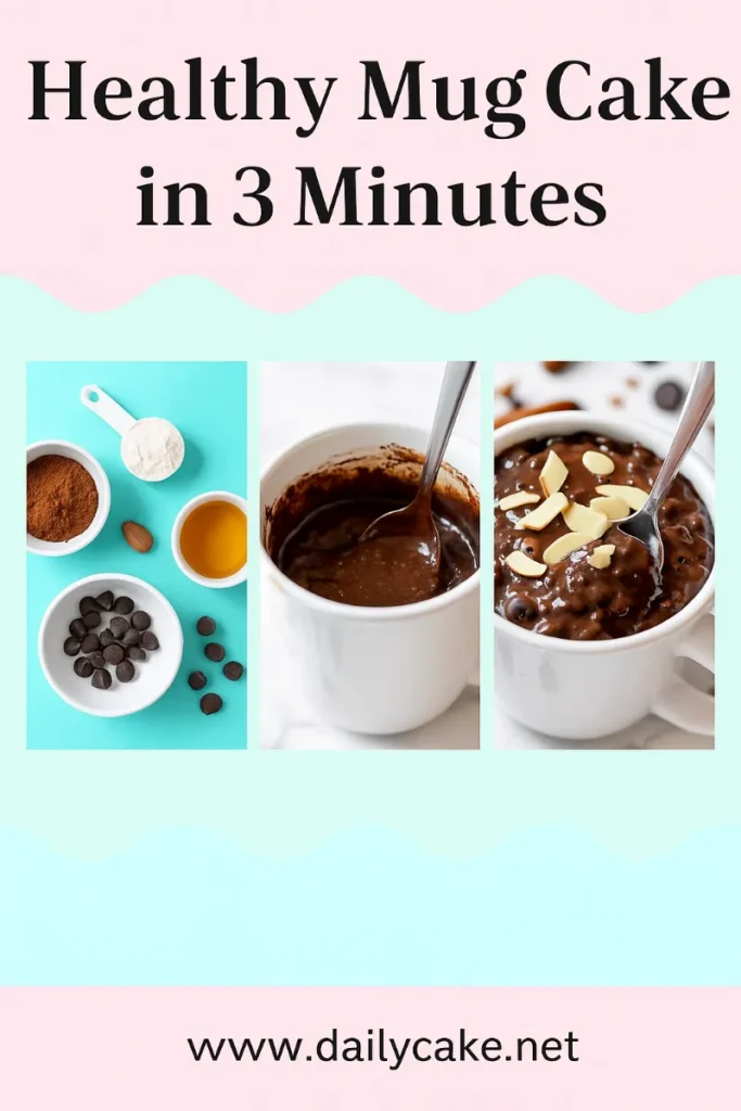 Healthy Mug Cake That Actually Tastes Good 8 3-step healthy mug cake process for Pinterest