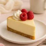 served slice of keto cheesecake with whipped cream