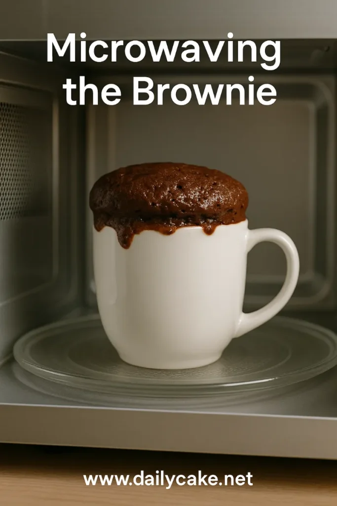 Cottage Cheese Microwave Brownie – High-Protein 5-Minute Treat 9 microwaving cottage cheese brownie in a mug