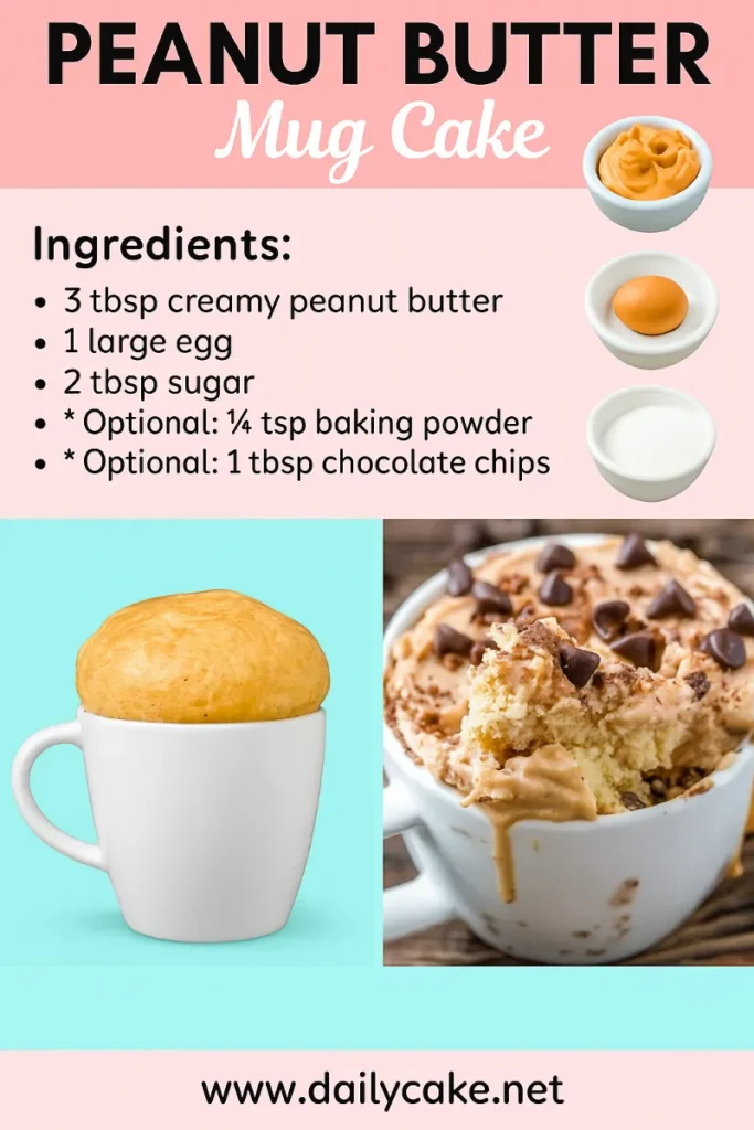 Peanut Butter Mug Cake – Quick, Easy, and Irresistible 8 peanut butter mug cake Pinterest recipe pin