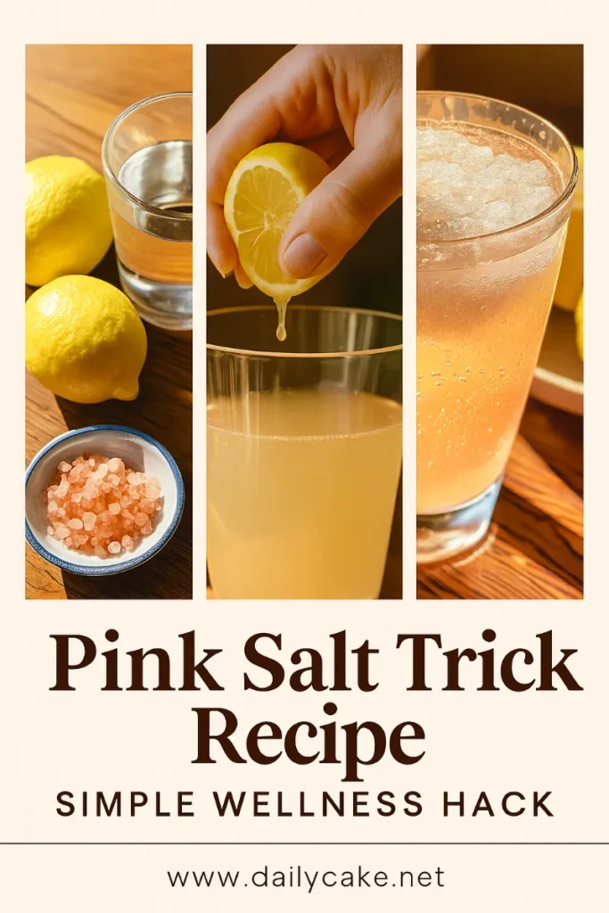 Pink Salt Trick Recipe: The Simple Daily Ritual with Real Benefits 8 Pinterest pin showing pink salt trick ingredients, steps, and final result