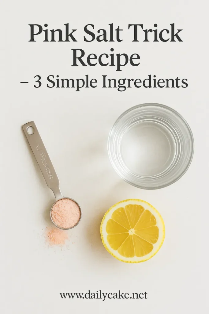 Pink Salt Trick Recipe: The Simple Daily Ritual with Real Benefits 6 Pinterest pin showing ingredients for the pink salt trick recipe
