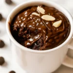 Served healthy chocolate mug cake with gooey center