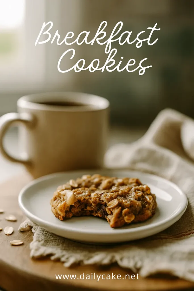 Breakfast Cookies: Soft, Healthy, and Perfect for Mornings 5 Baked breakfast cookie with a bite taken out next to a cup of coffee