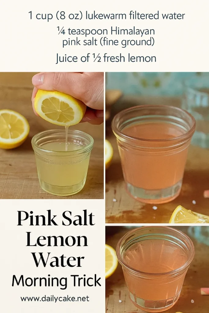 Pinterest graphic for pink salt lemon water