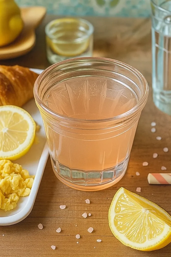 pink salt lemon water served in the morning