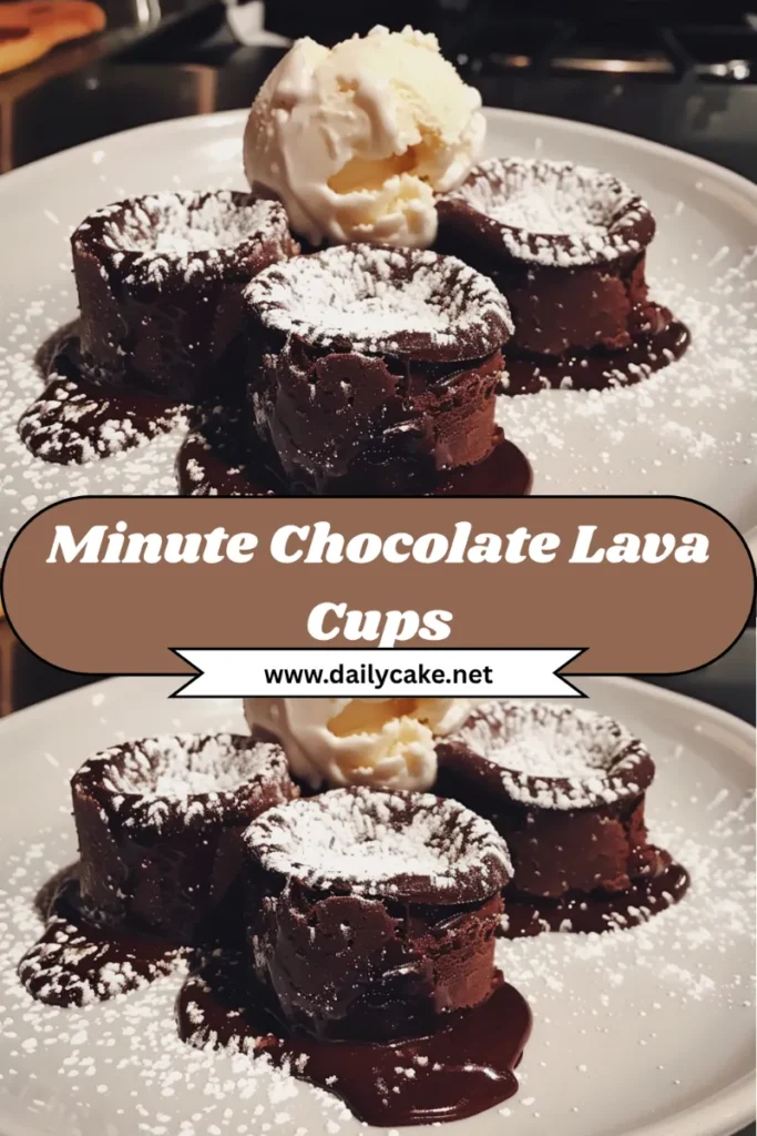A close-up of warm chocolate lava cups with molten chocolate center, served on a plate.