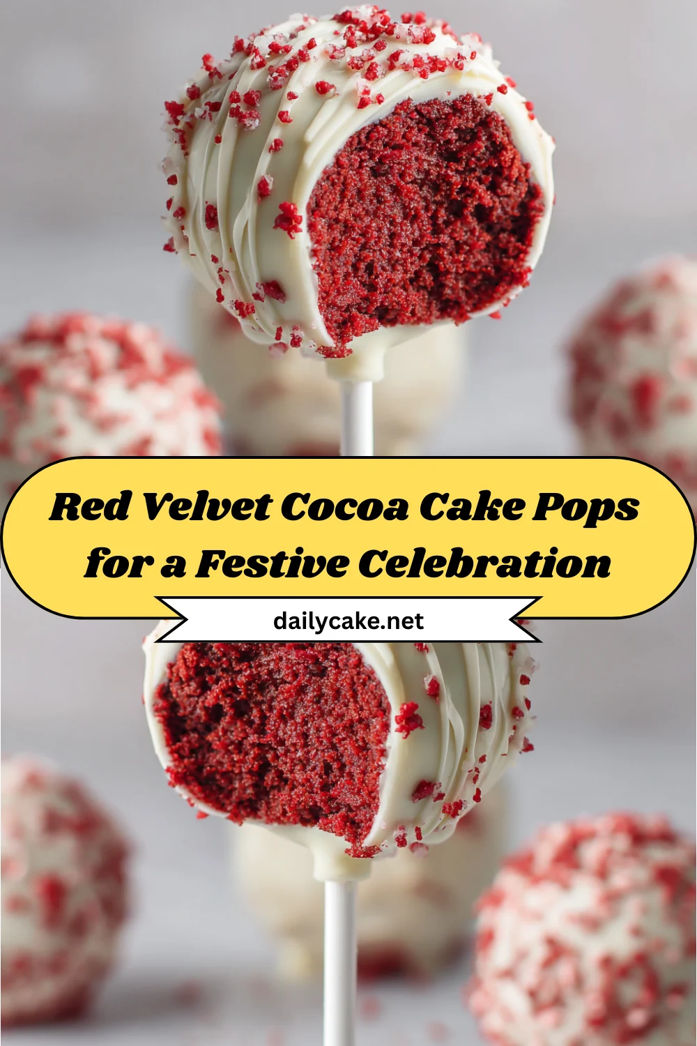 Red-Velvet-Cocoa-Cake-Pops-for-a-Festive-Celebration A close-up of red velvet cocoa cake pops, decorated with festive sprinkles and placed on a festive plate.