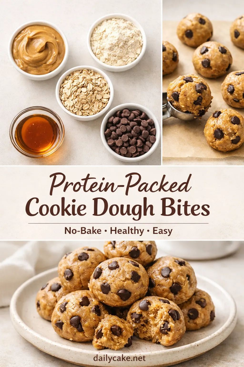 protein-packed-chocolate-chip-cookie-dough-bites-recipe A plate of protein-packed chocolate chip cookie dough bites, ready to enjoy.